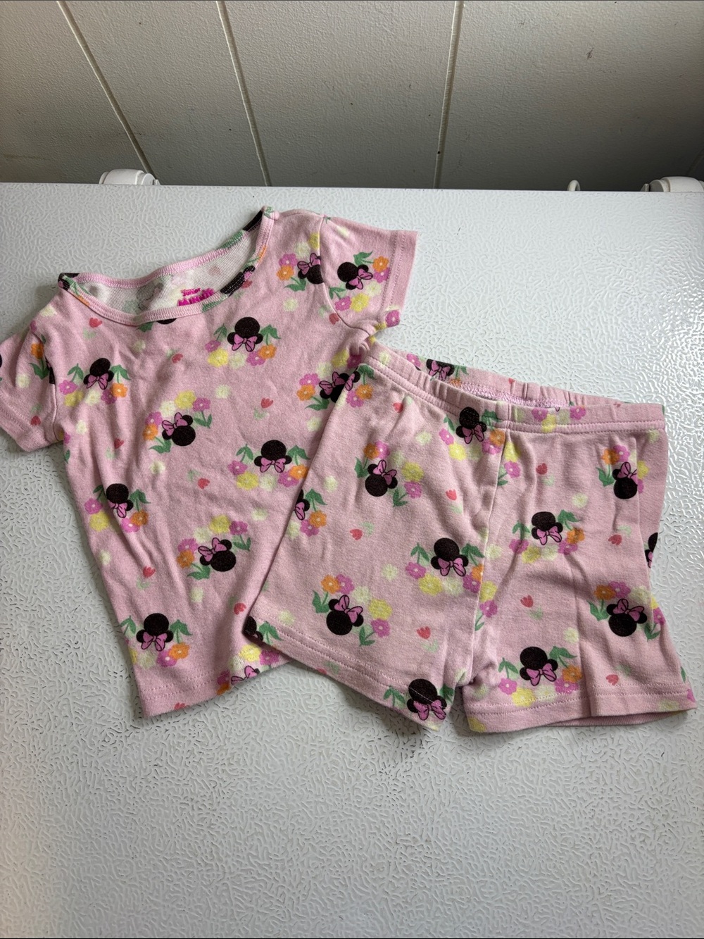 Disney Pink Minnie Mouse Floral Short Pajama Set